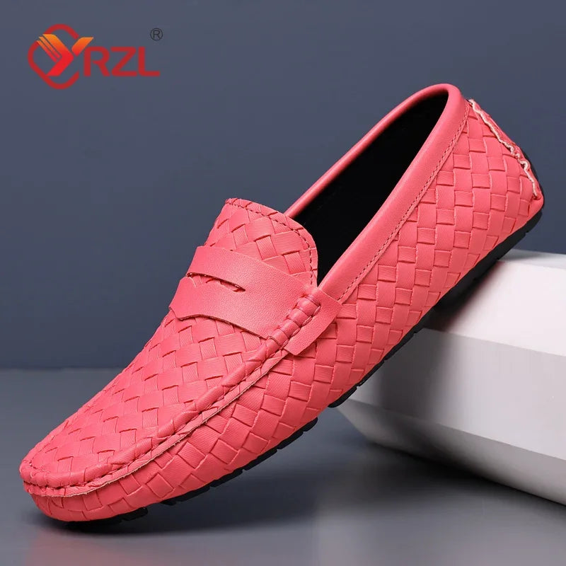 YRZL Loafers for Men 2024 New Handmade Moccasins Men Flats Casual PU Leather Shoes Luxury Comfy Mens Loafers Size 48 ShoesMen